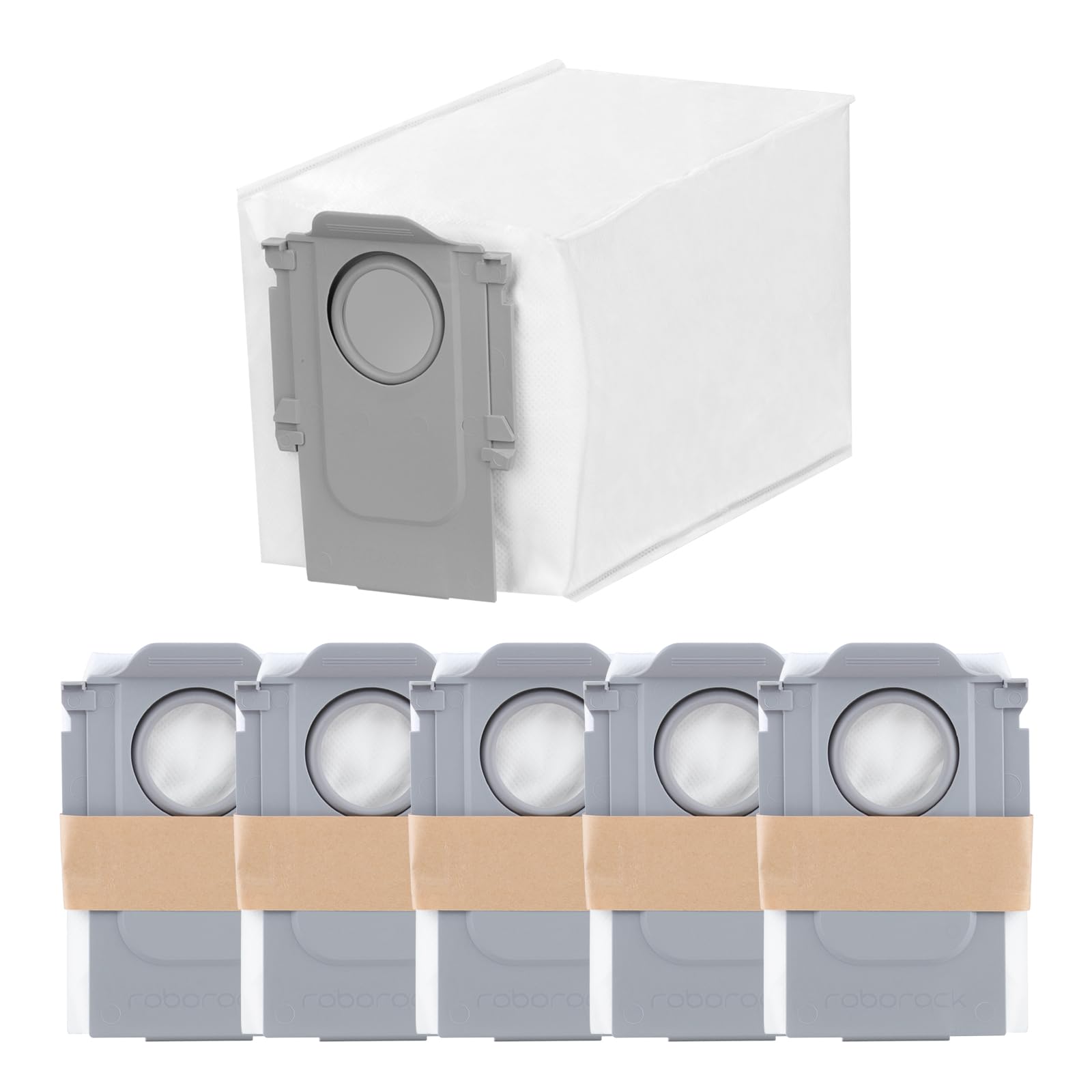 roborock front packaging showing six dust bags and brand clarity for quick restocking
