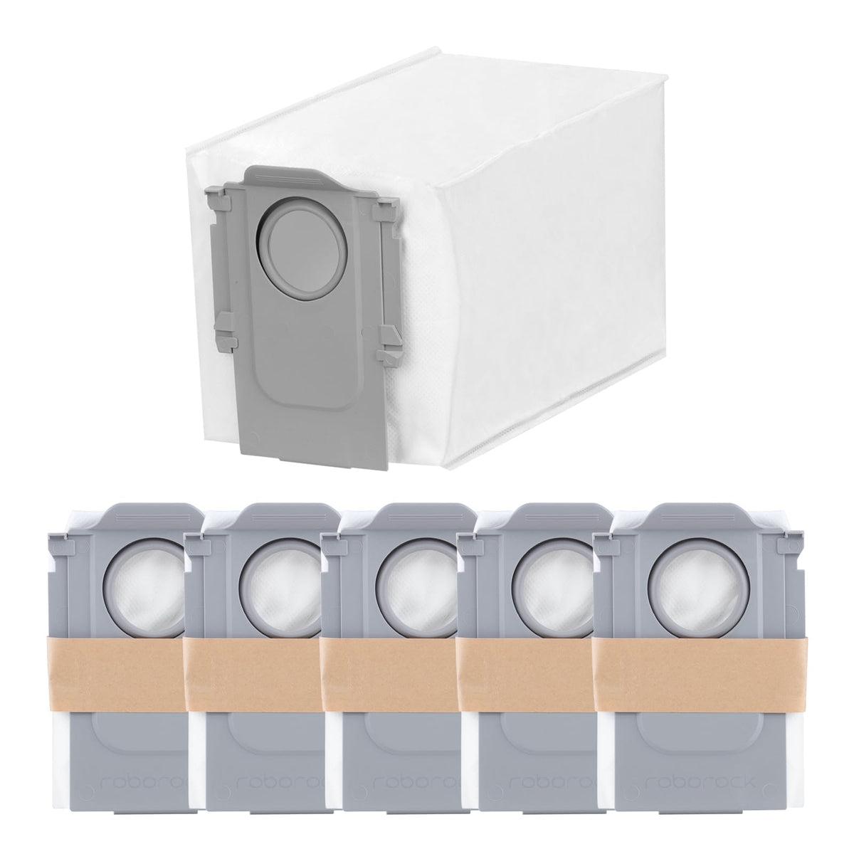 roborock front packaging showing six dust bags and brand clarity for quick restocking