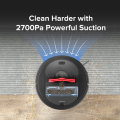 roborock Q5+ 2.5L dust bag close-up, holds weeks of debris for hands-free cleaning