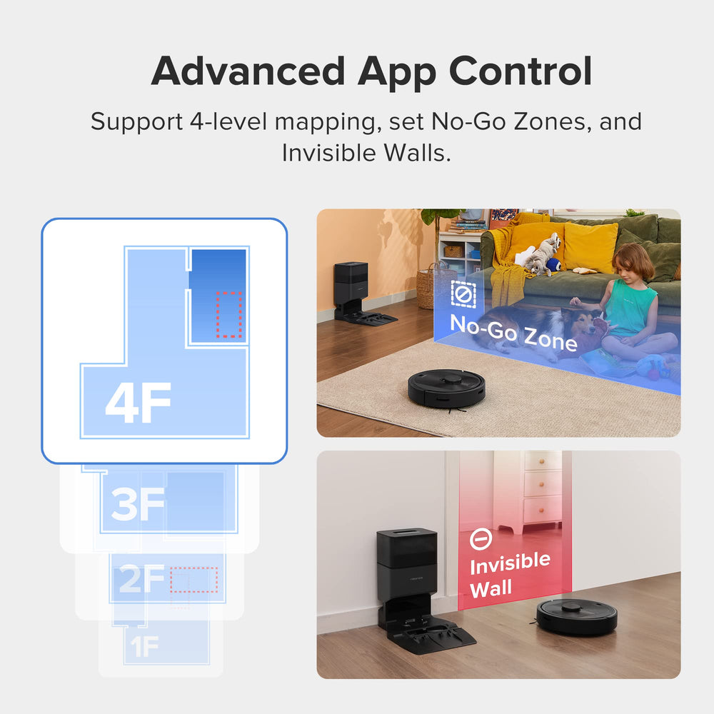 roborock Q5+ LiDAR sensor on top, precise mapping improves navigation and coverage