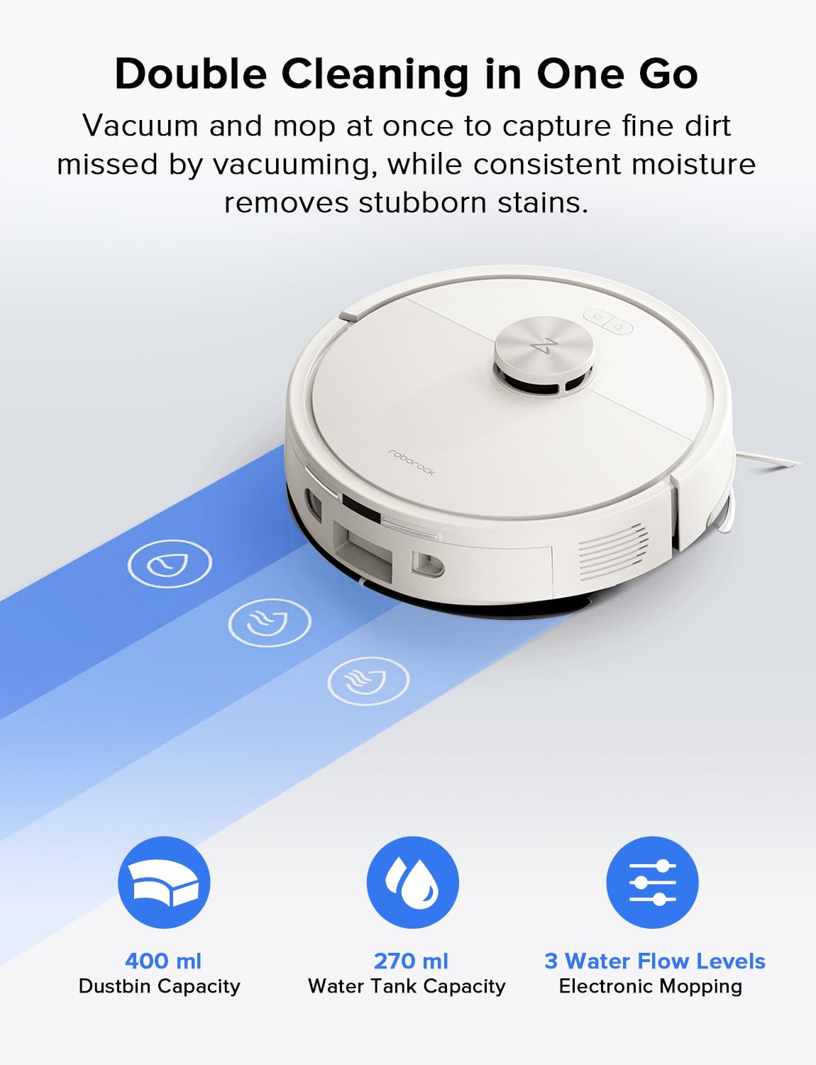 roborock Q7 L5 removable 270 ml water tank and mop pad for combined cleaning