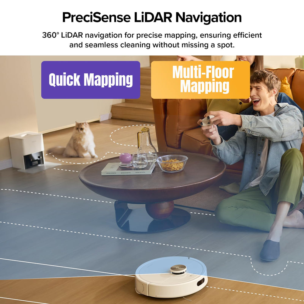 roborock Q7 M5+ LiDAR navigation map projected for precise home coverage