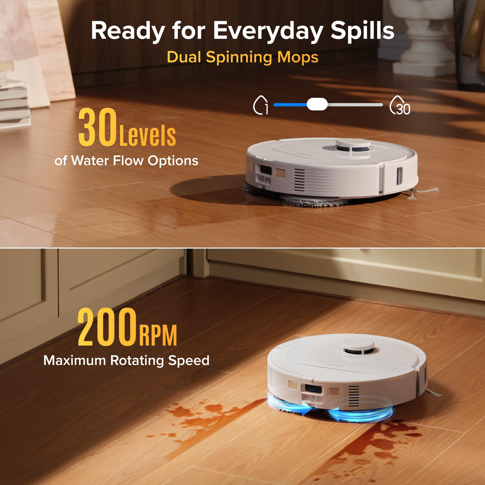 roborock cleaning under sofa to show 3.8‑inch low‑profile access