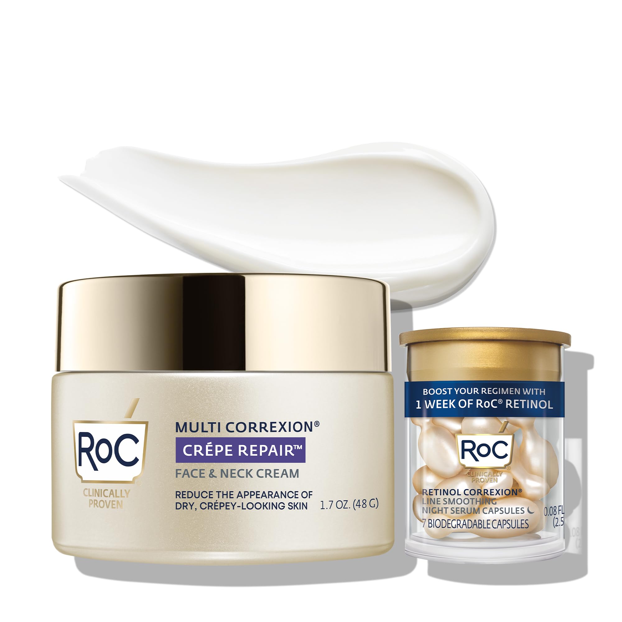RoC jar front view showing packaging and firming cream benefits