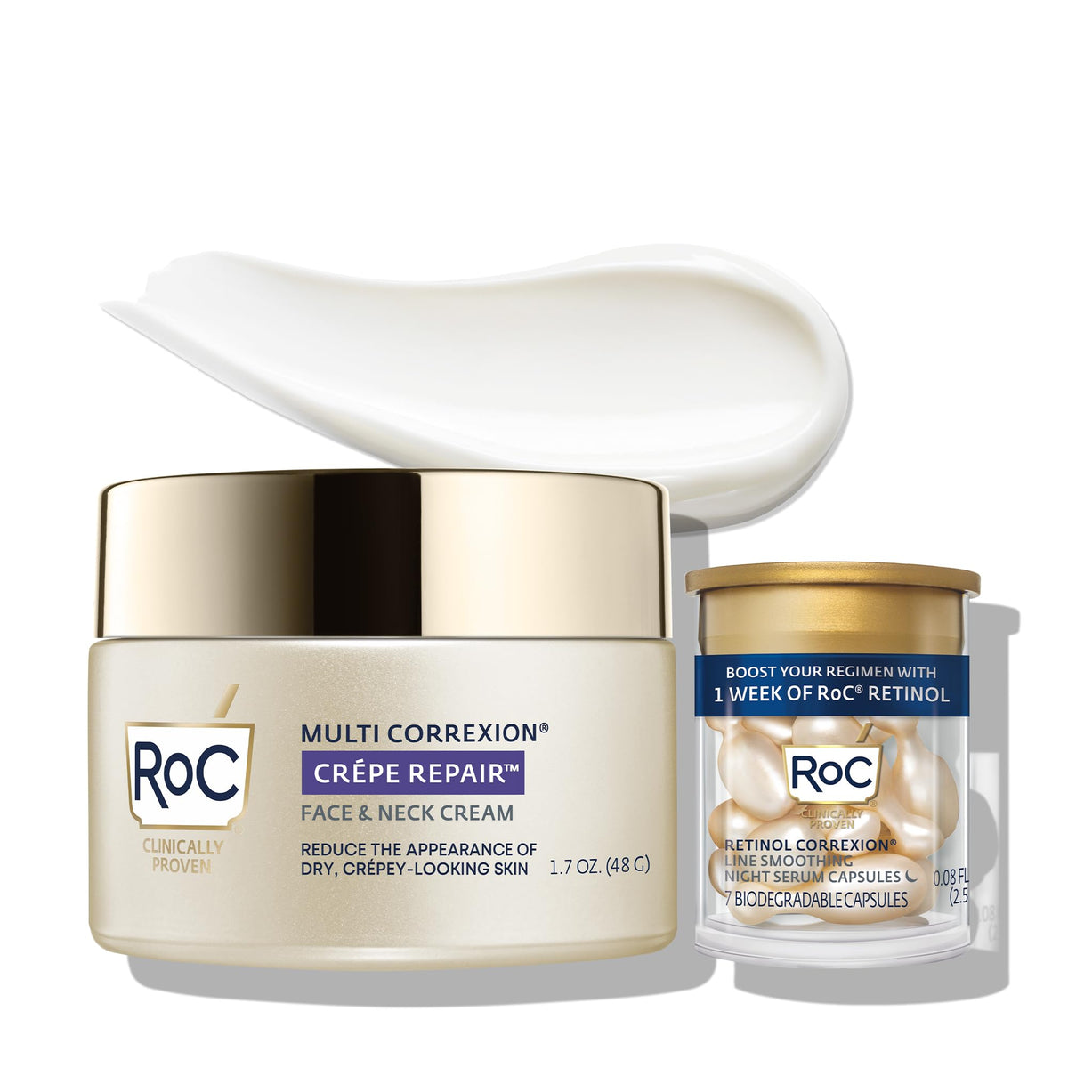 RoC jar front view showing packaging and firming cream benefits