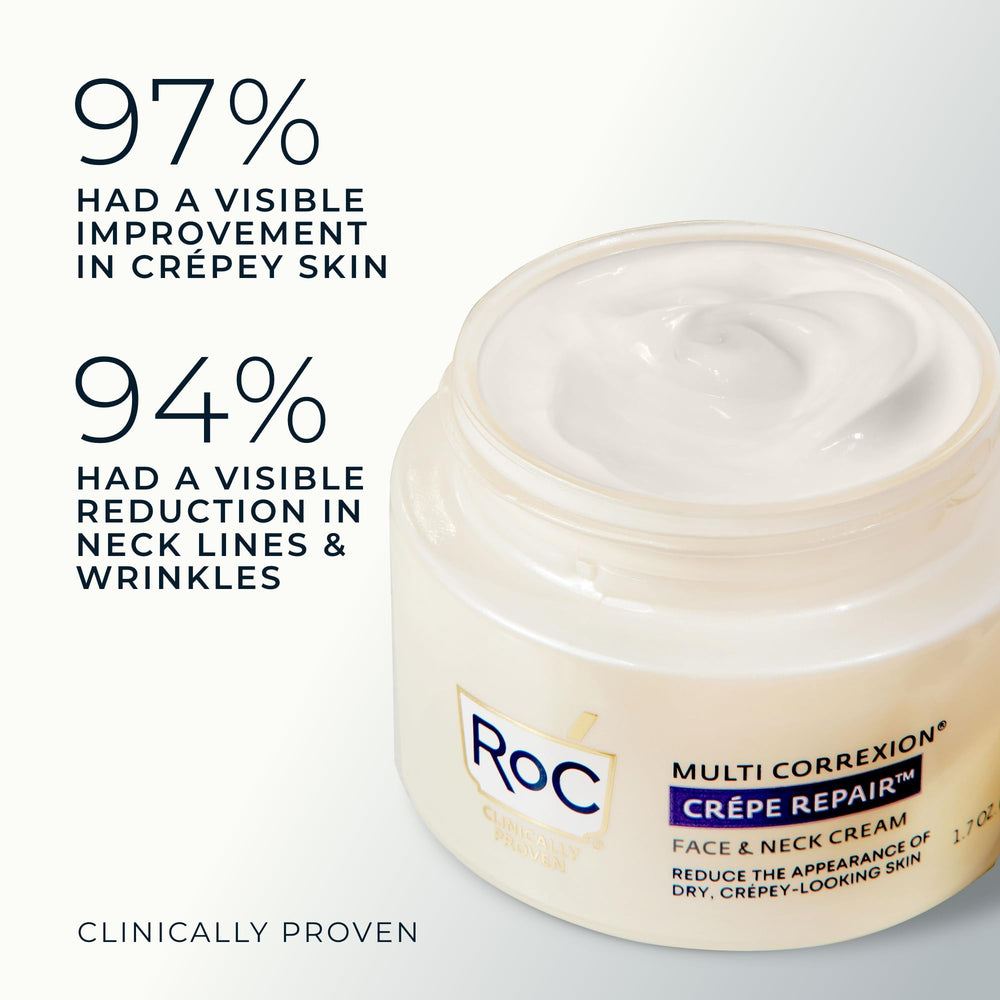 RoC ingredients display with retinol and hyaluronic acid benefits