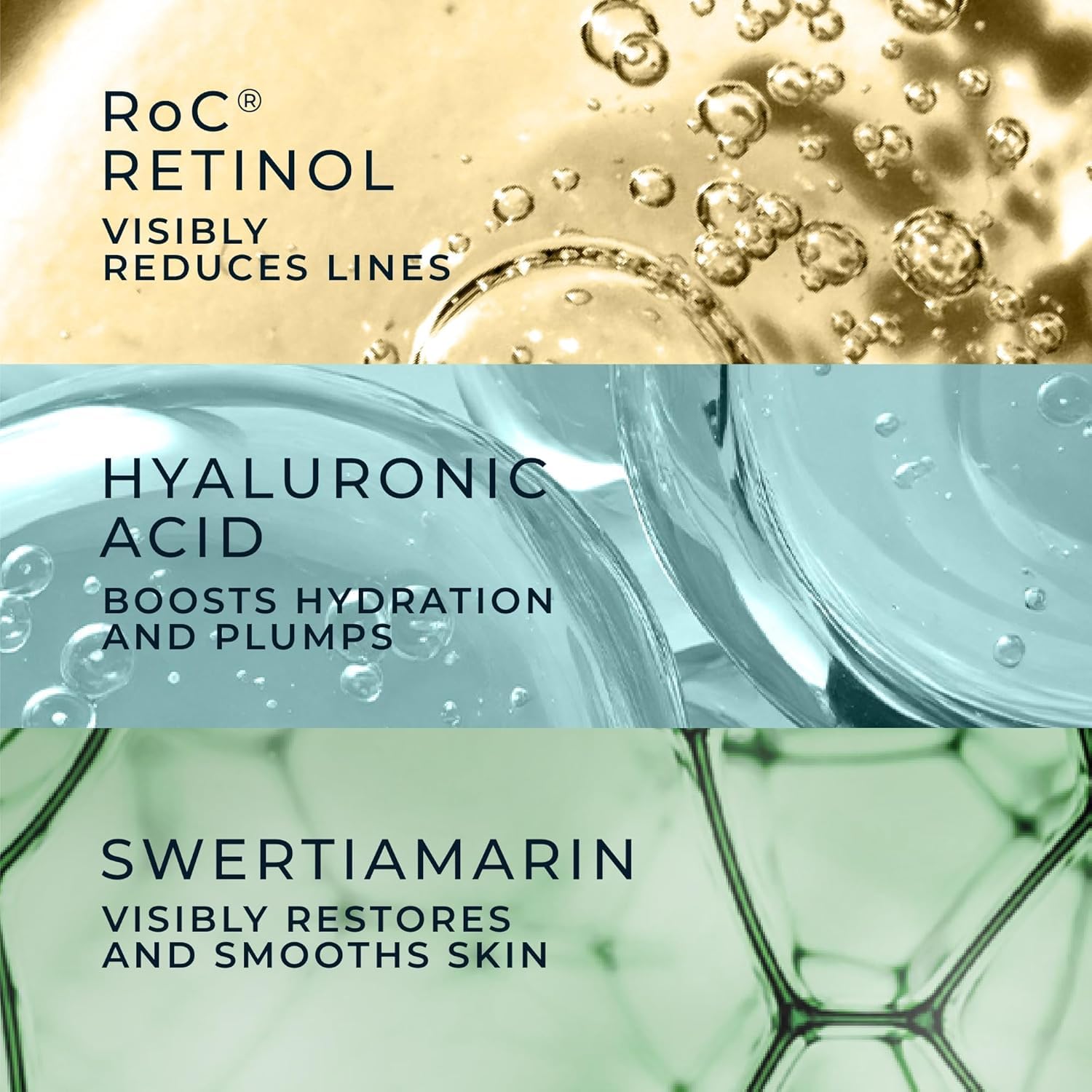 RoC clinical results graphic summarizing instant hydration and week one firmness benefit