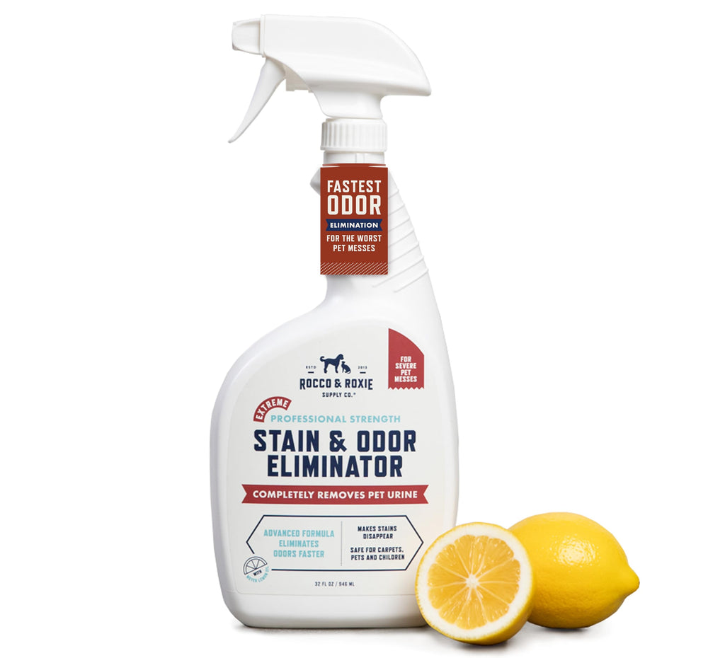 Rocco & Roxie front label showing product and easy application benefit