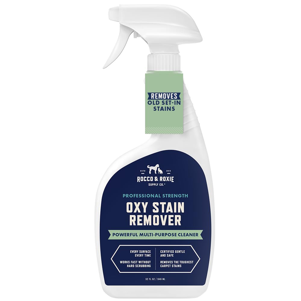 Rocco & Roxie front bottle showing clear label and fast stain solution