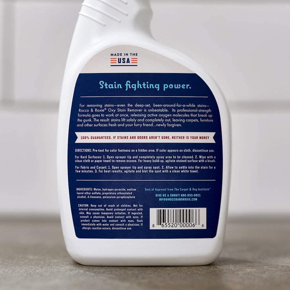 Rocco & Roxie label detail highlighting CRI approval and ingredients