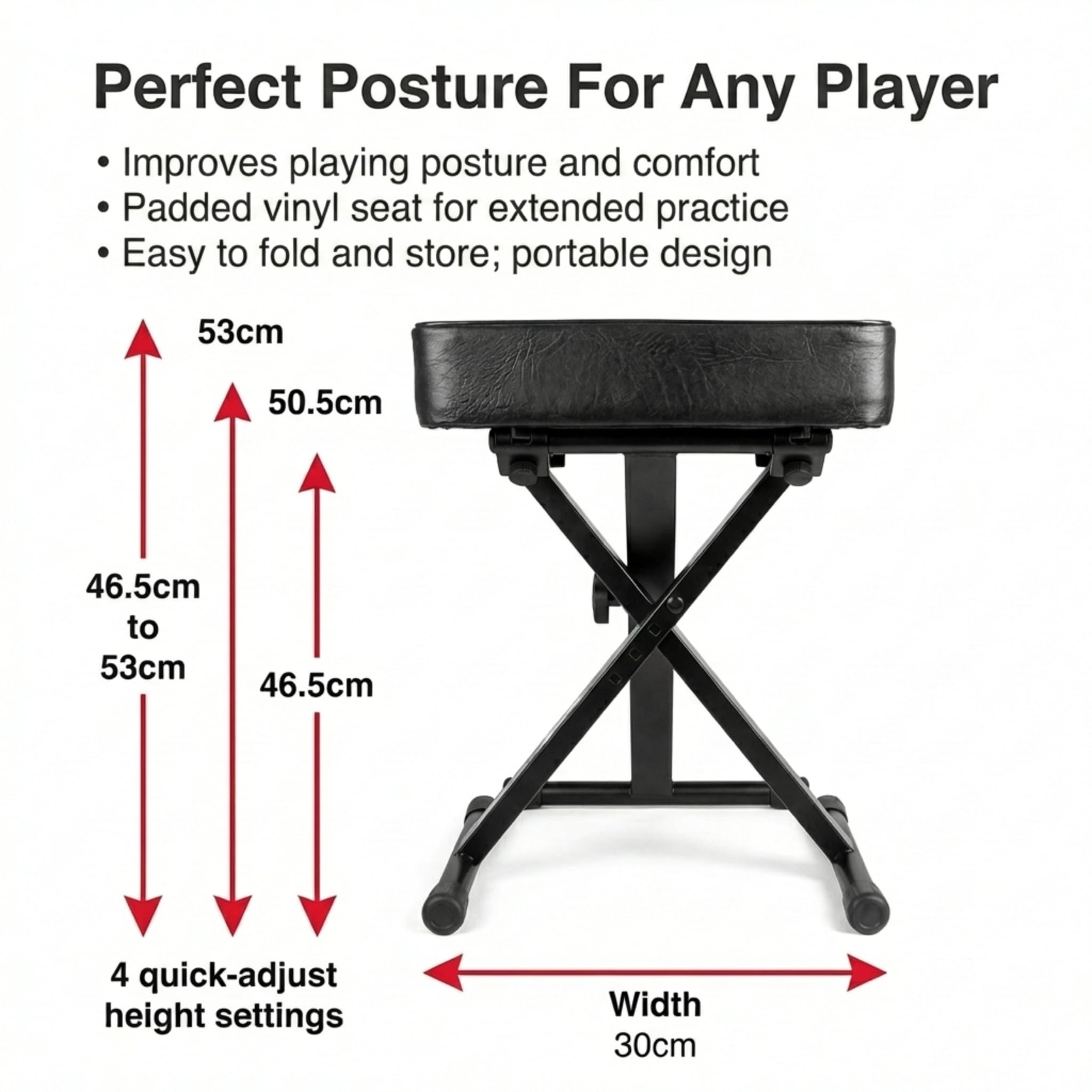 RockJam folded flat for travel and storage, easy to carry and pack