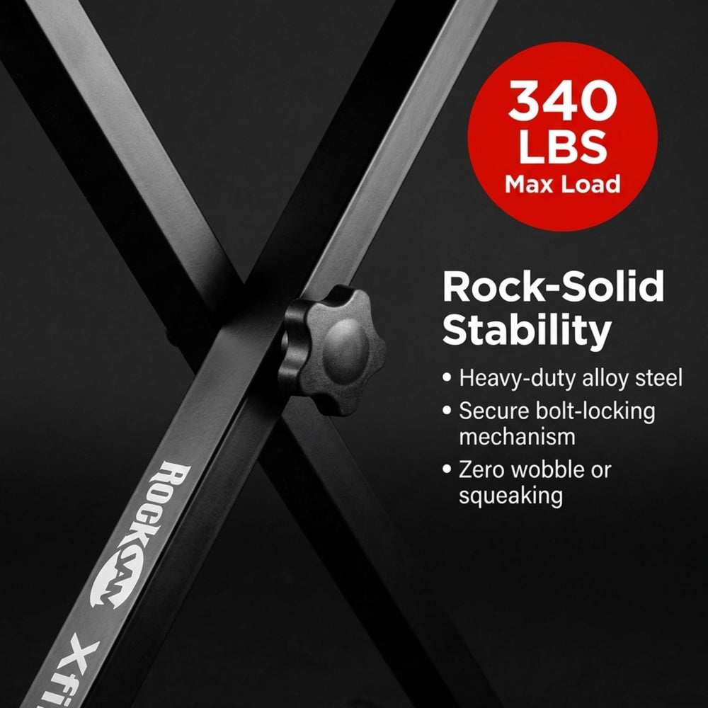 RockJam non-slip feet keeping the bench stable on hard floors and carpets