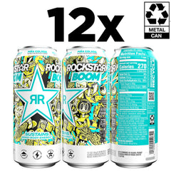 Rockstar can top opened with fizzy pour demonstrating ready-to-drink enjoyment
