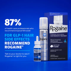 Rogaine liquid texture on scalp demonstrating lightweight absorption and direct follicle contact
