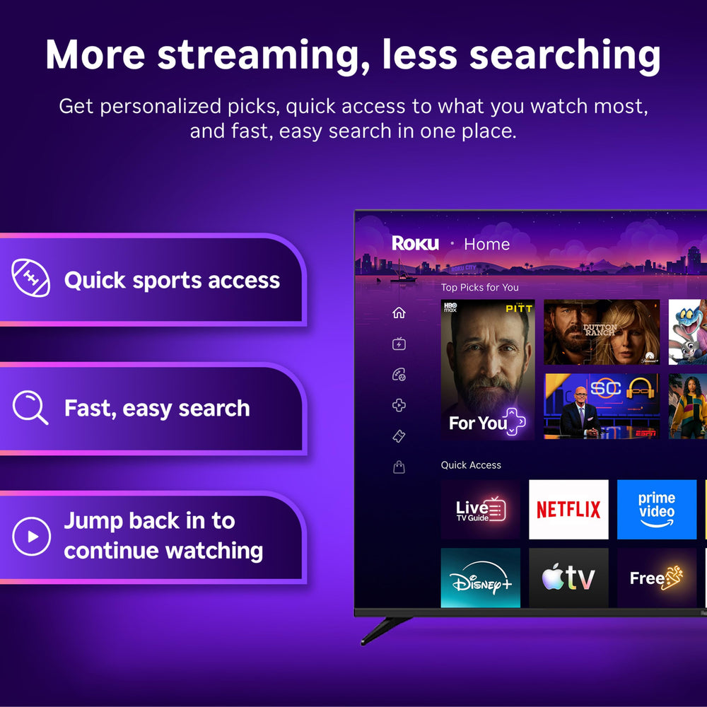 roku curated free channels collection on-screen highlighting free live TV benefit