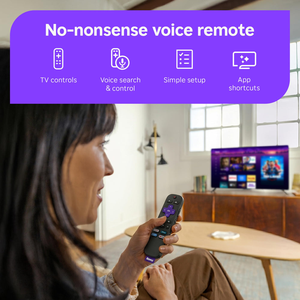 Detail of Roku remote microphone button for fast voice search benefit