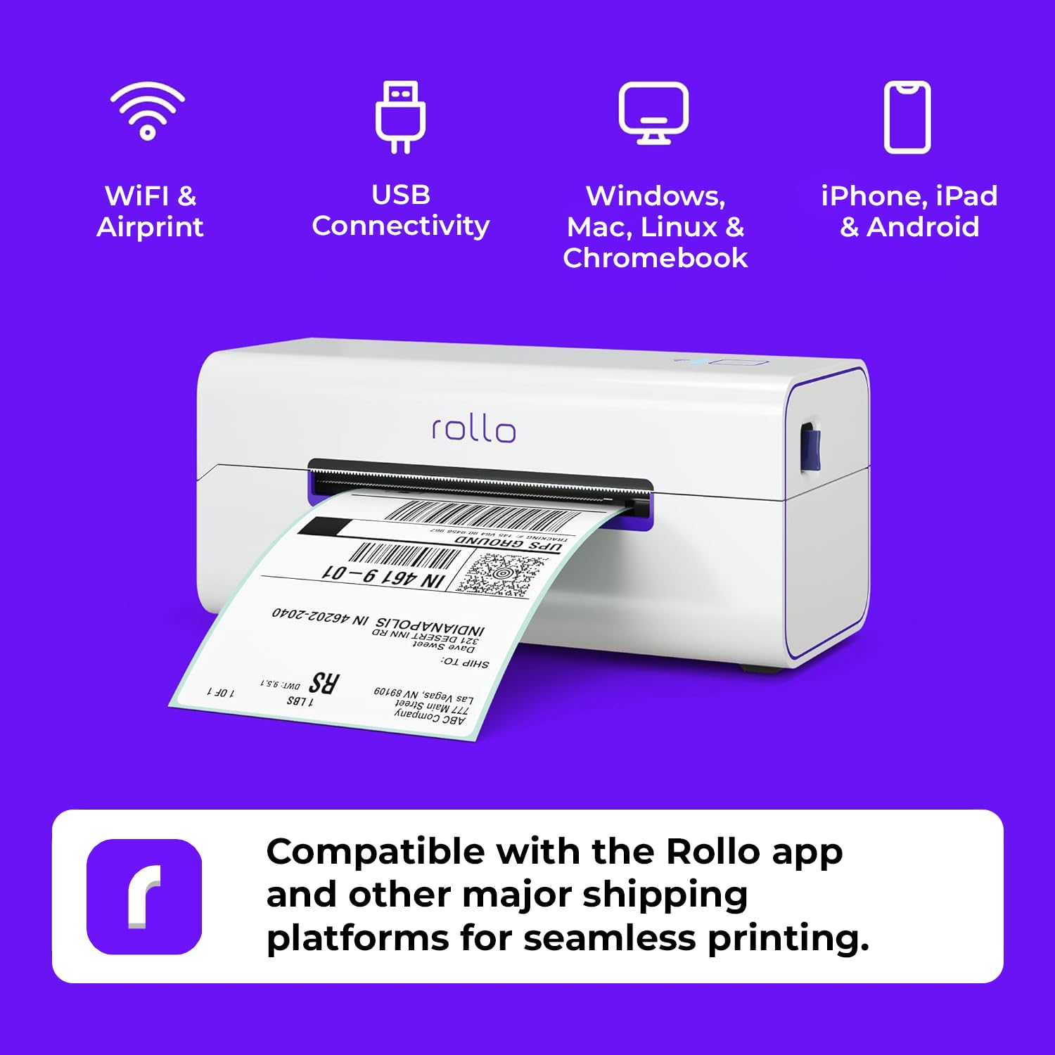 Rollo top-open roll holder showing easy label loading and user-friendly lid