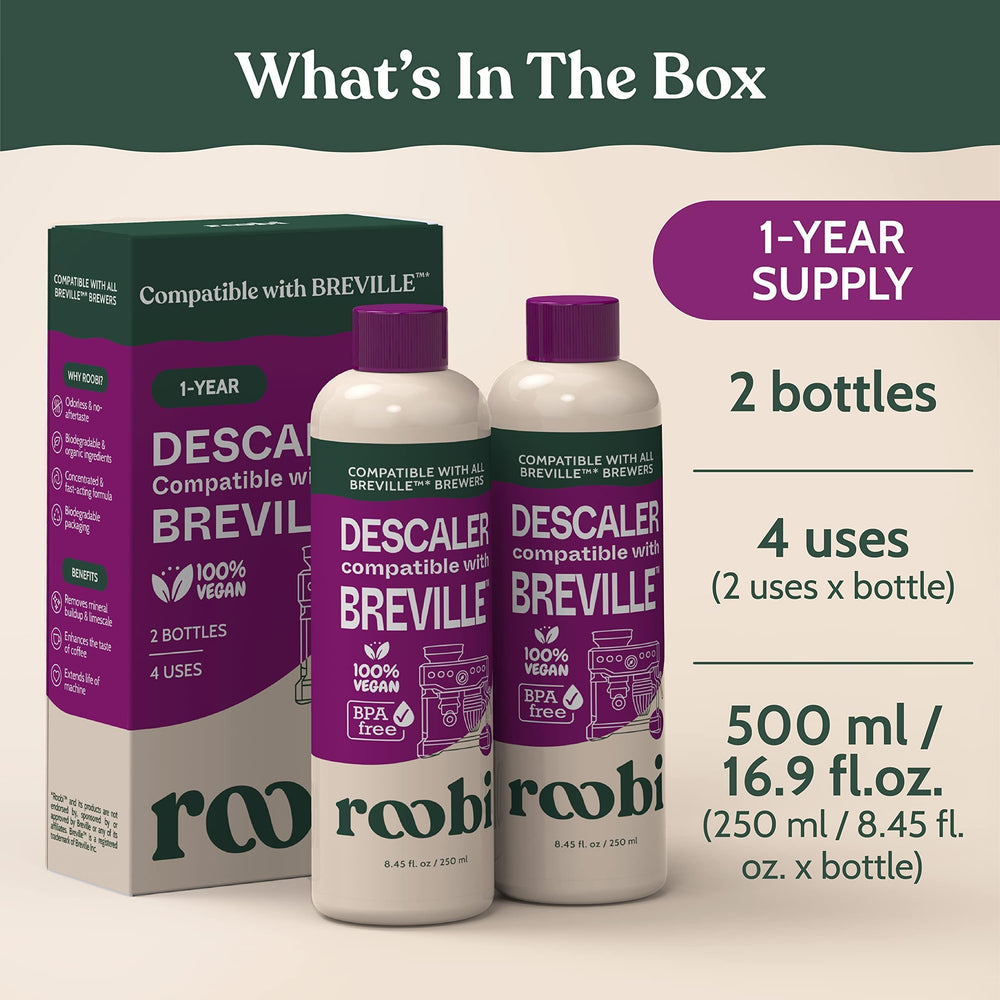 Roobi cap and nozzle detail demonstrating easy pour and precise dosing for descaling