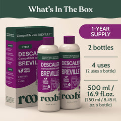 Roobi cap and nozzle detail demonstrating easy pour and precise dosing for descaling