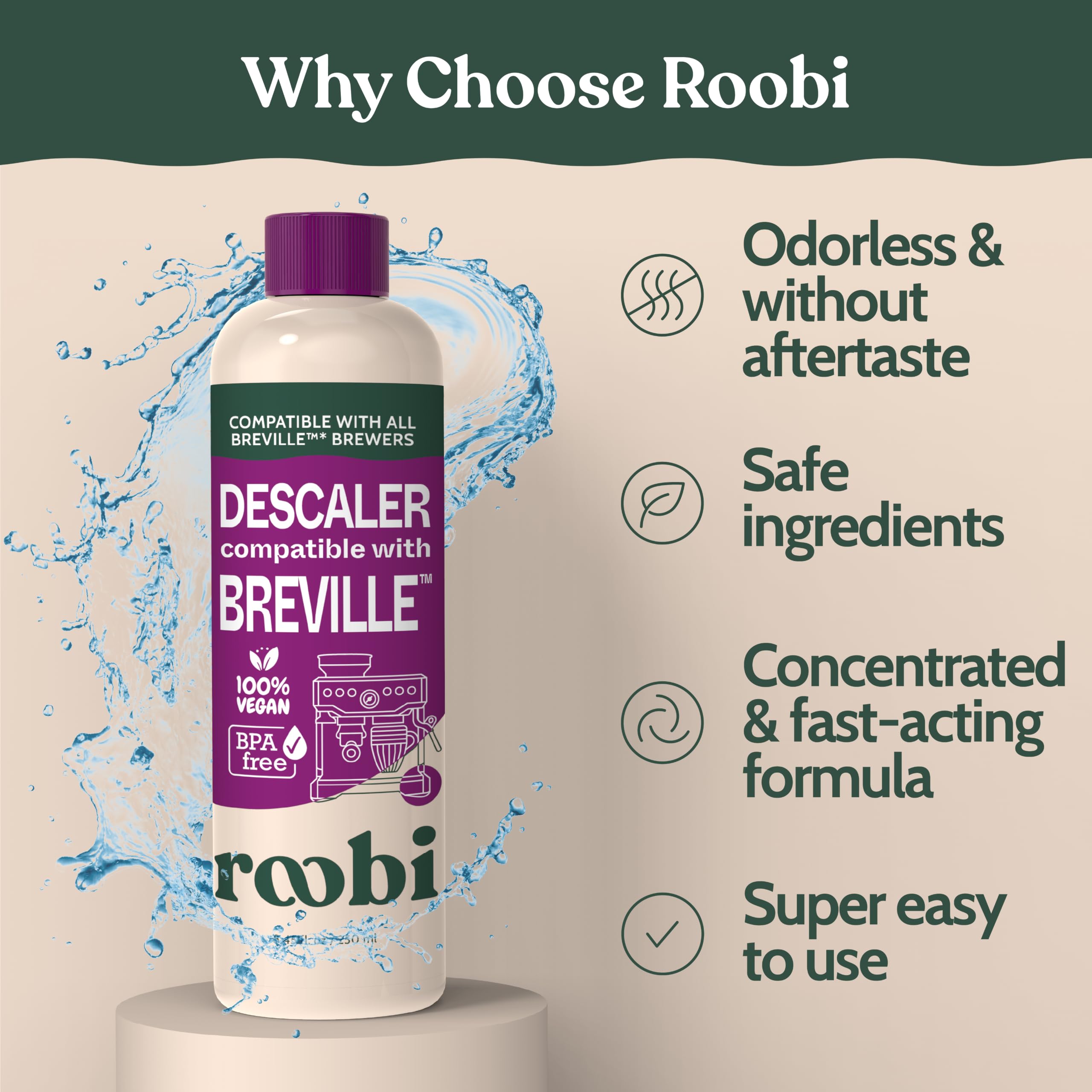 Roobi solution in use during machine descaling to restore flow and flavor