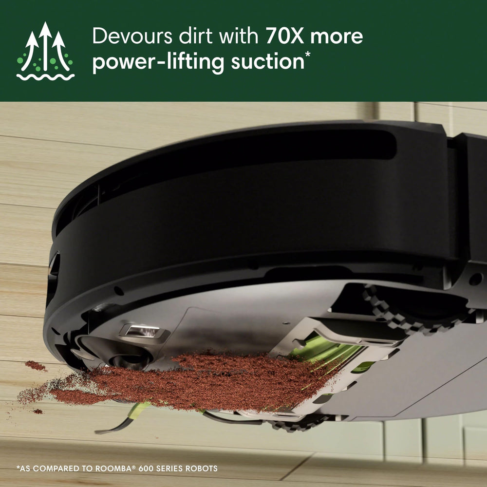 iRobot Roomba 205 edge brush detail reaching corners to remove baseboard dust
