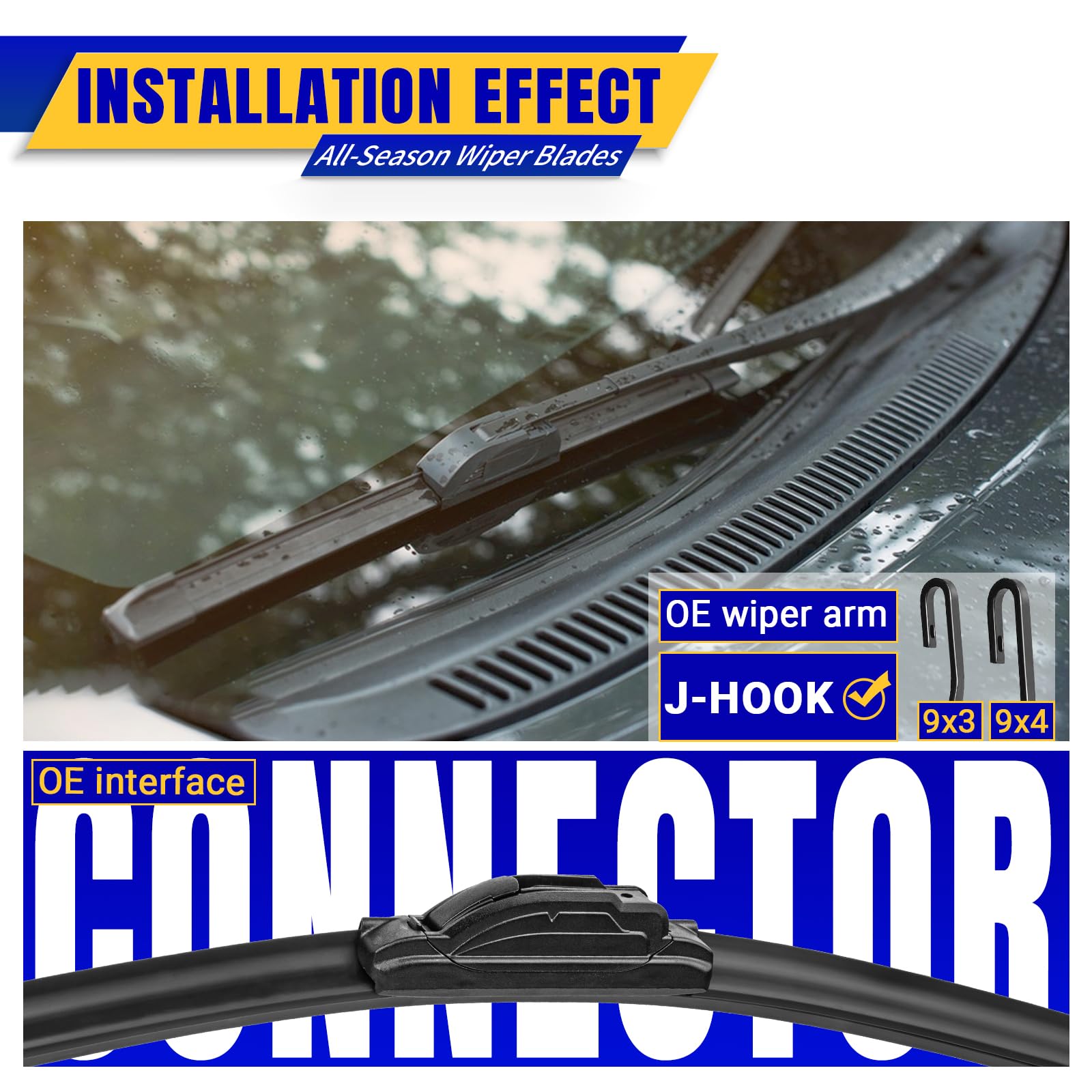 Rooppa passenger 17-inch blade detail highlighting smooth rubber for streak-free wipe