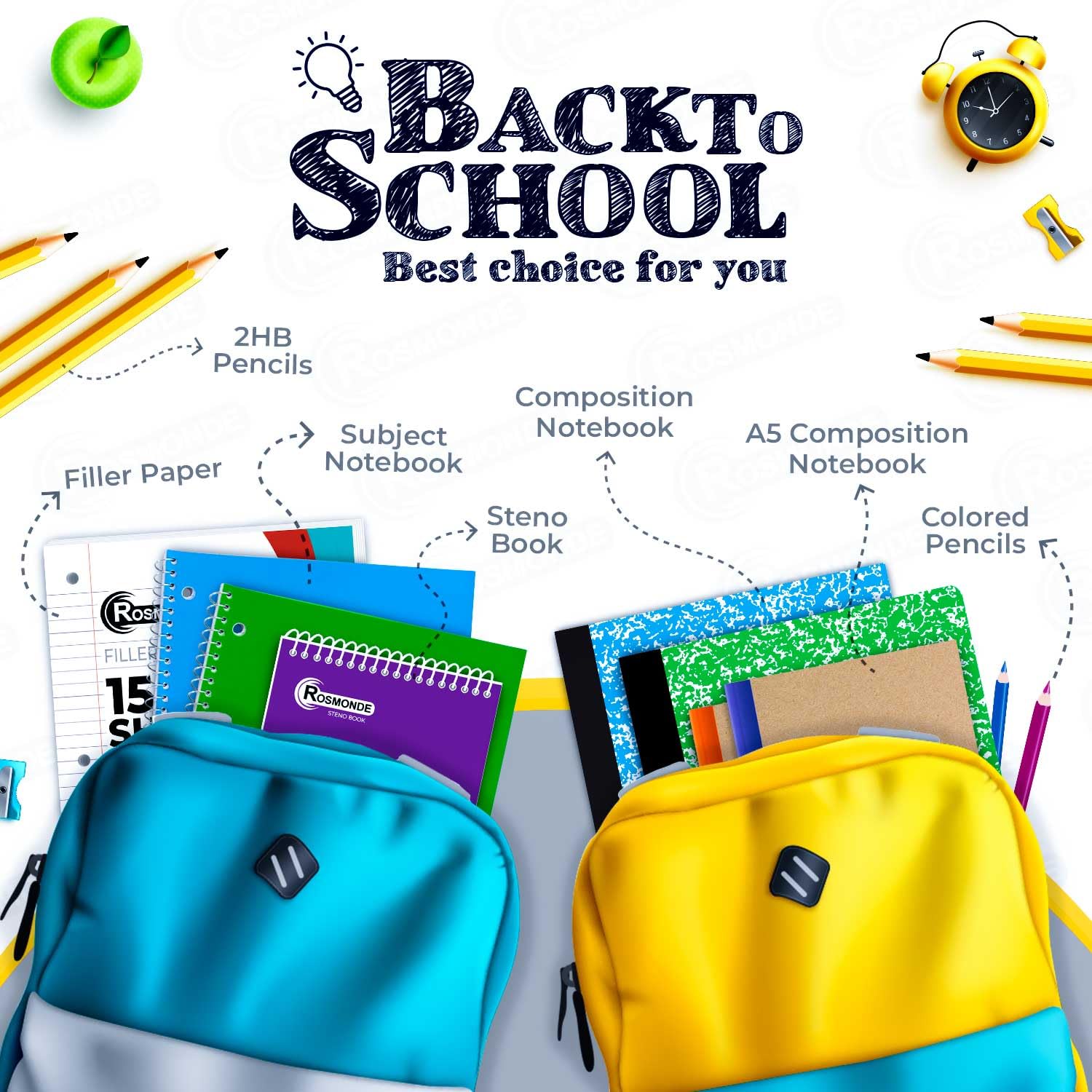 Rosmonde notebook inside backpack showing portable size and convenience