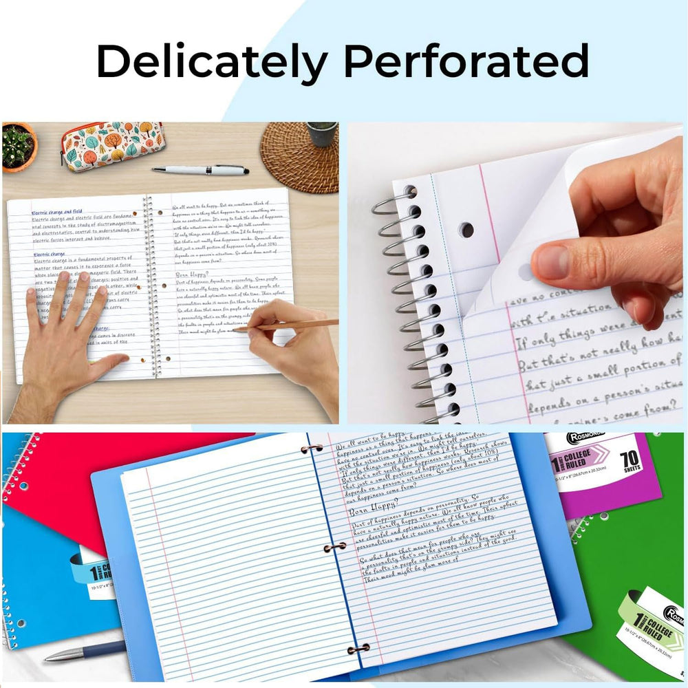 Rosmonde three-hole punched pages ready for binder storage and long-term filing