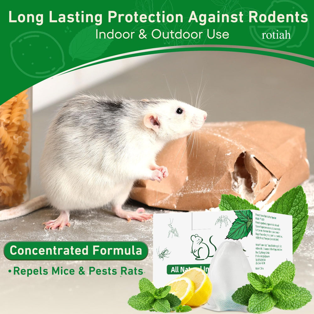 ROTIAH sachet in a shed garden scene providing eco-friendly pest control for outdoor storage