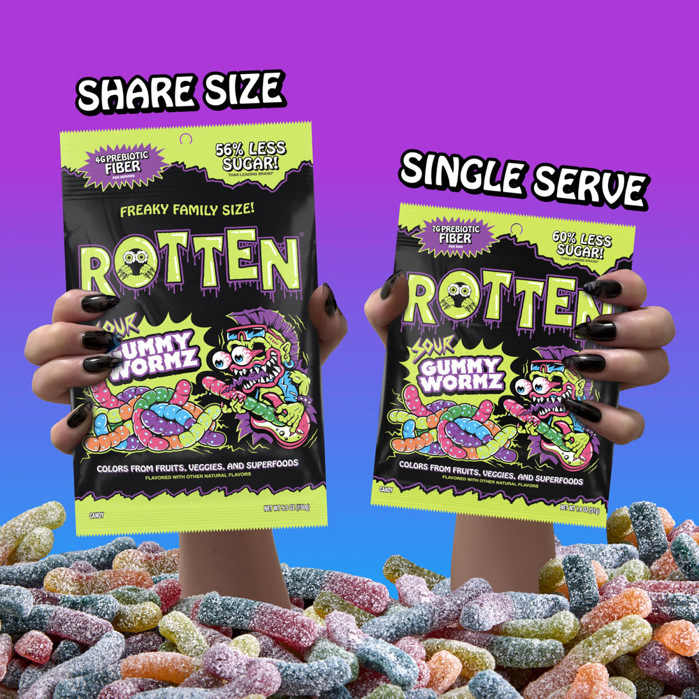 Party bowl filled with Rotten worms, showcasing crowd-friendly candy option