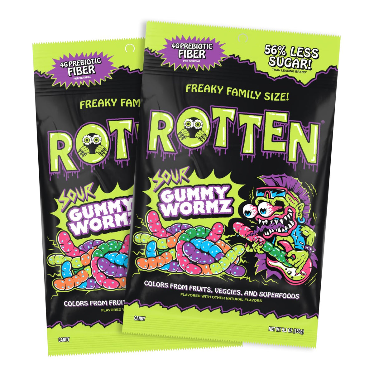 Rotten front packaging showing branding and 5.3 oz bag, attractive shelf appeal
