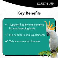 RoudyBush pellets in bowl inside cage demonstrating convenient everyday feeding