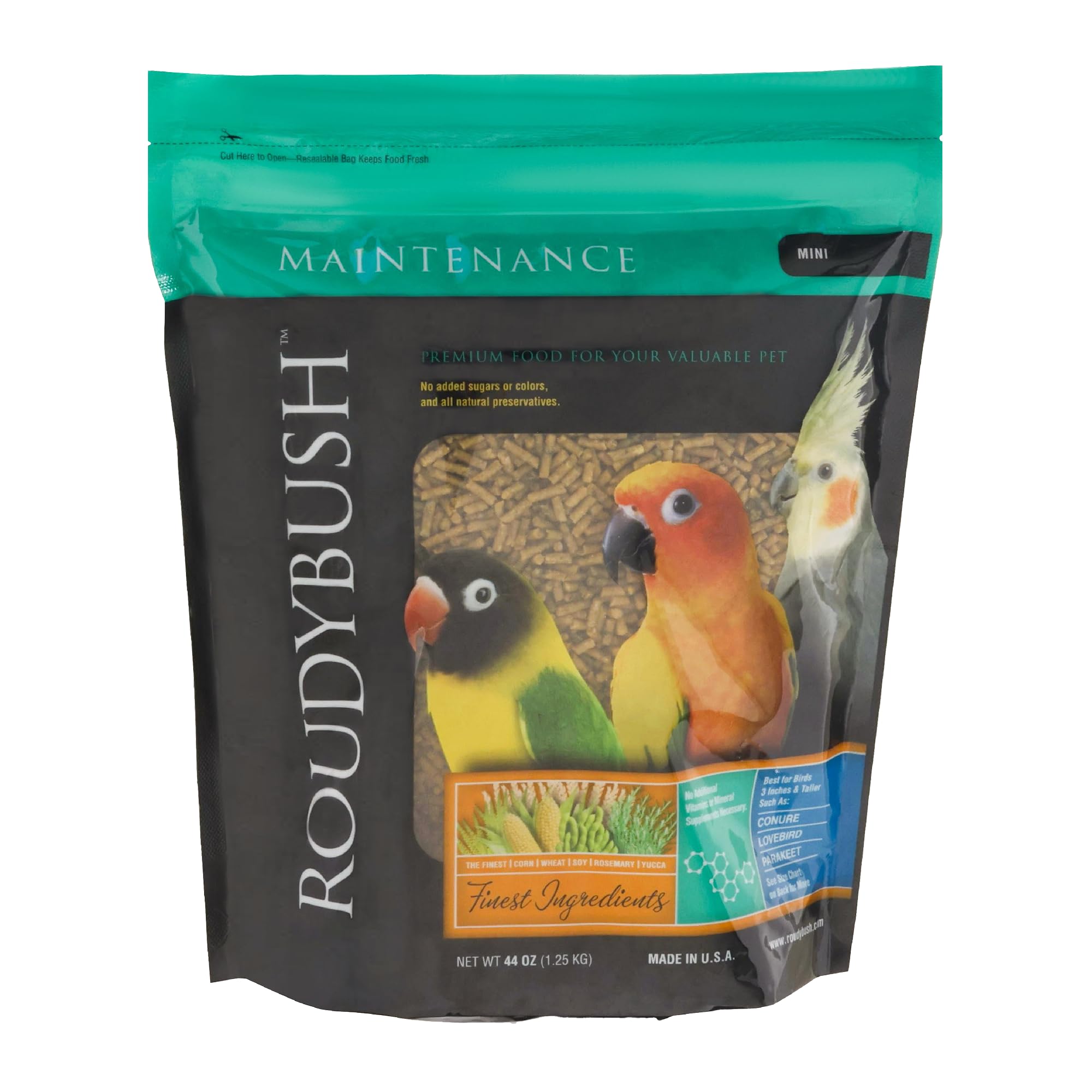 RoudyBush front packaging mini 44oz showing compact bag and branding for easy storage