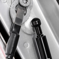 Rough Country installed on Ford F-150 driver side demonstrating controlled tailgate lowering