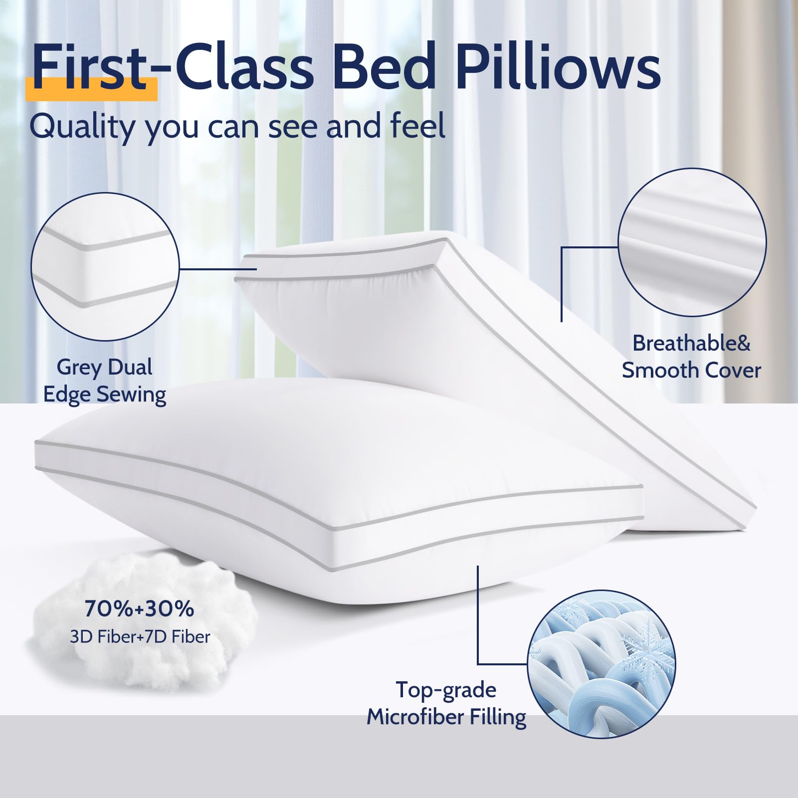ROUMEA pillows arranged on made bed demonstrating stylish bedroom comfort
