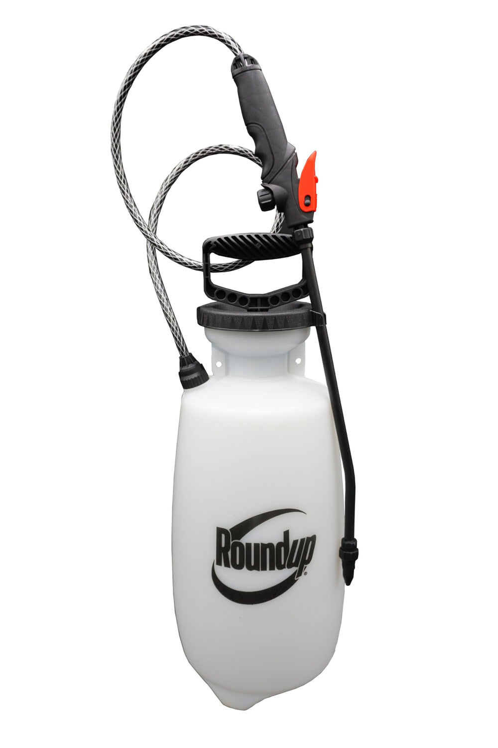 Roundup 190260 front view showing tank and handle for easy storage