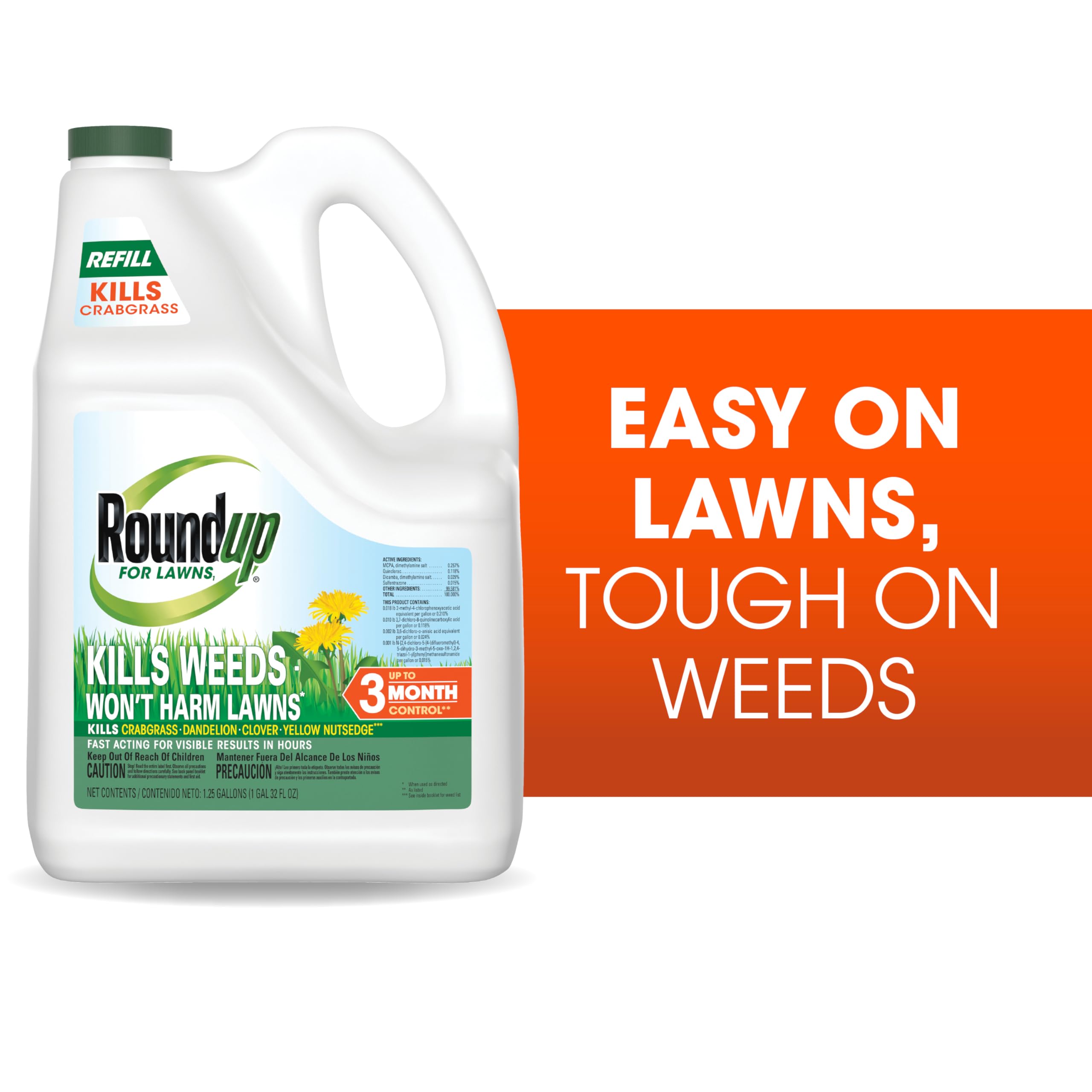 Roundup brand Extend Wand bottle filled from the 1.25 gal refill ready for application