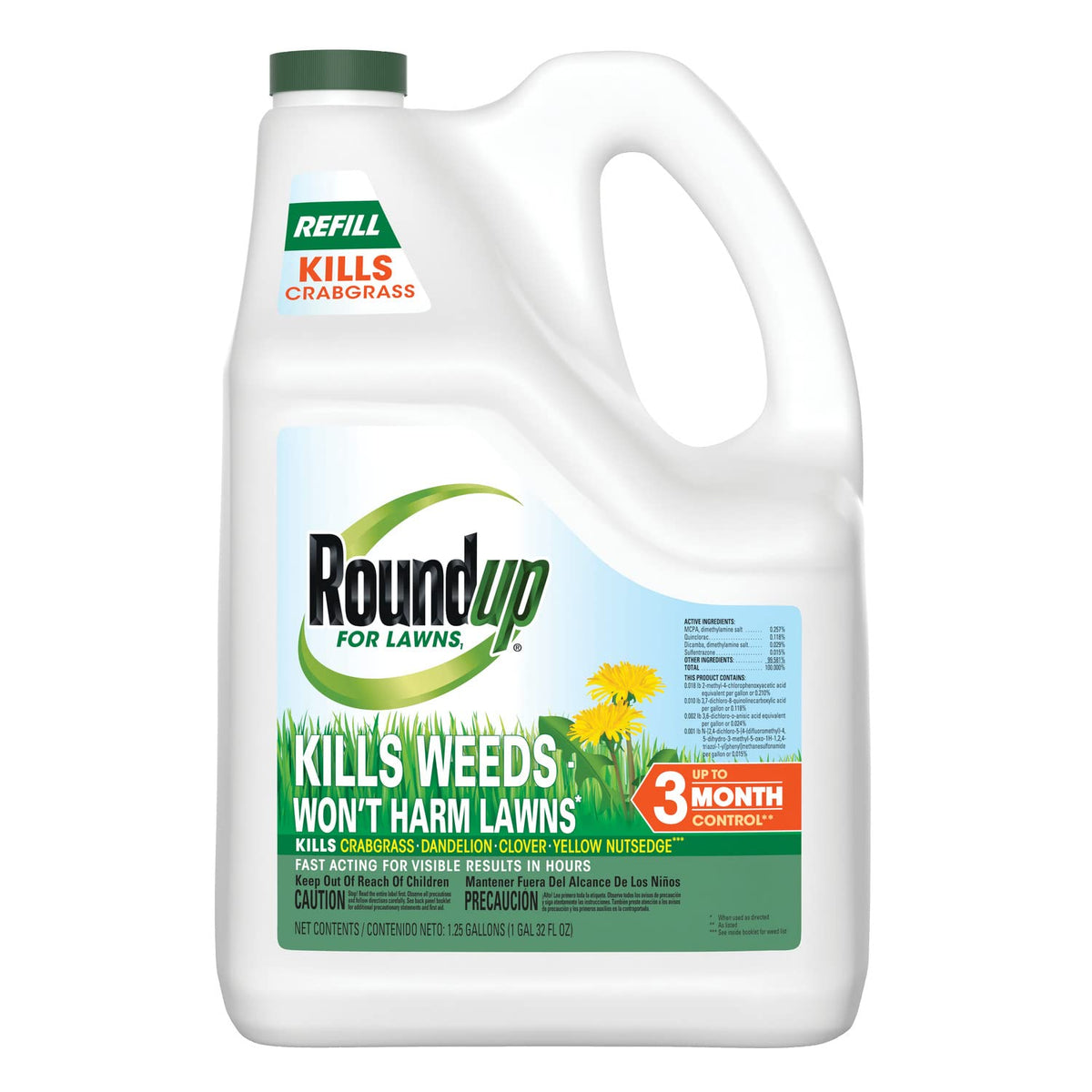 Roundup brand refill front label showing product name and size for quick identification