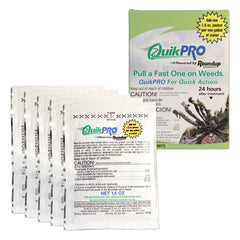 Roundup Quick Pro front box showing label and benefits for fast weed control