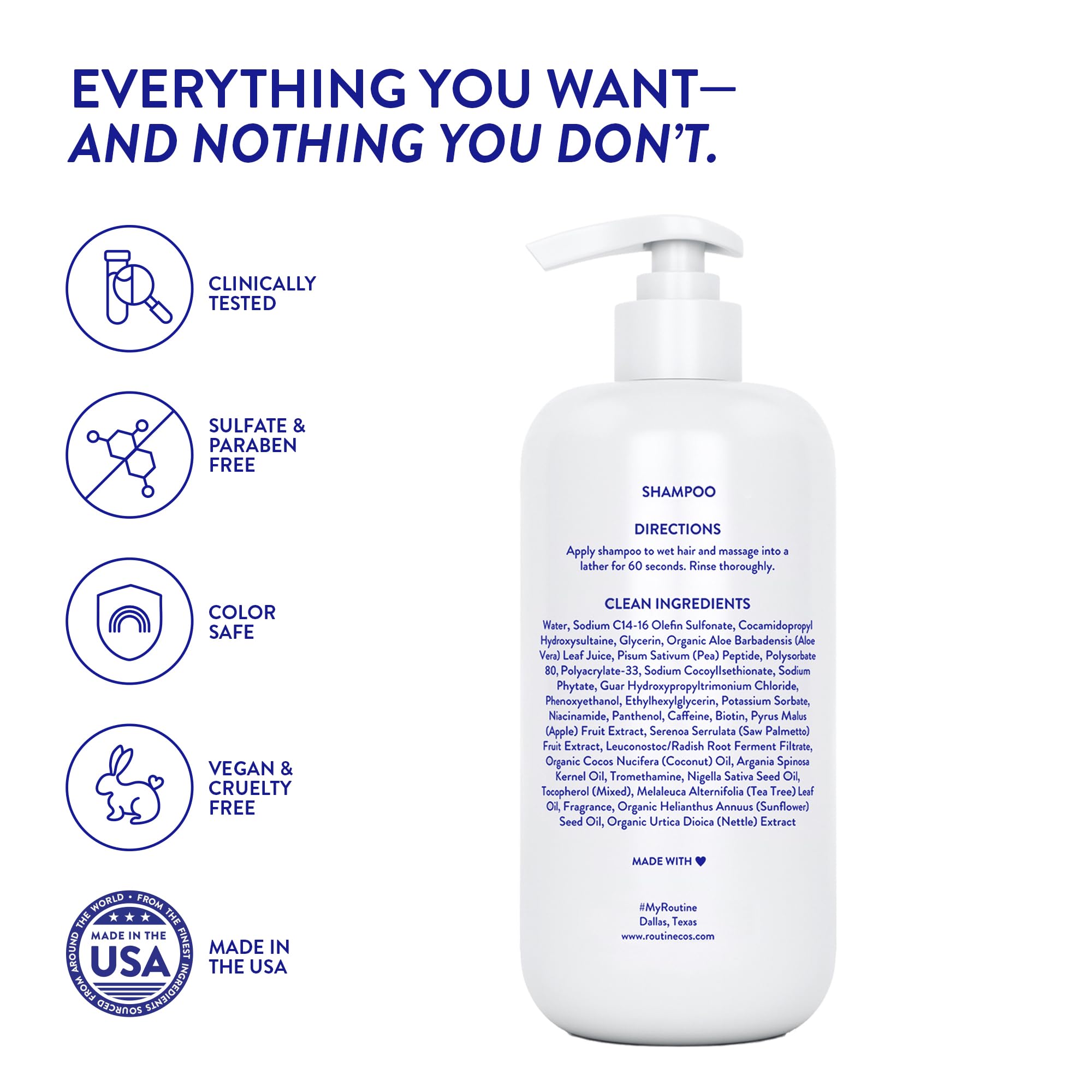 Routine Wellness bottle on bathroom shelf staged for daily hair care routine