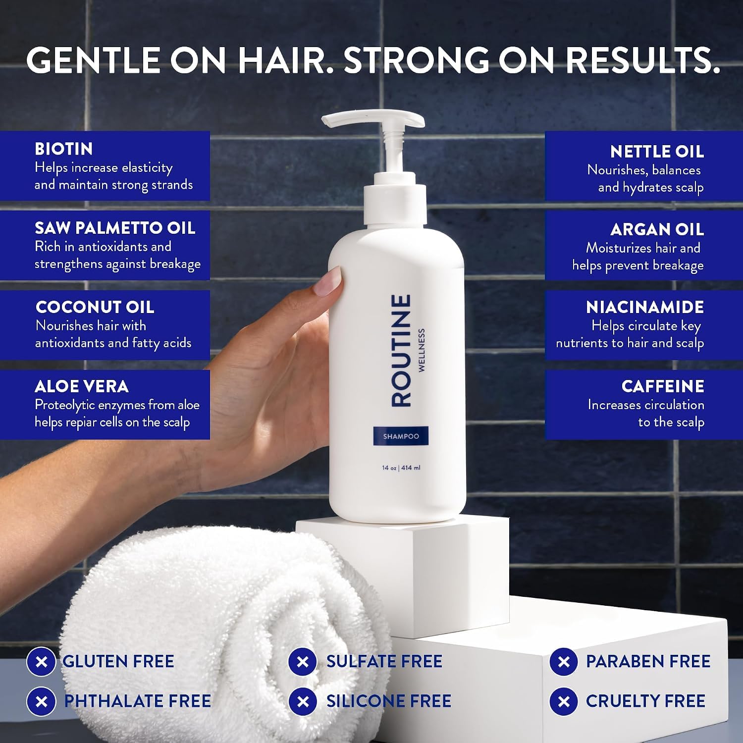 Routine Wellness ingredient blend with pea peptides and biotin for stronger hair