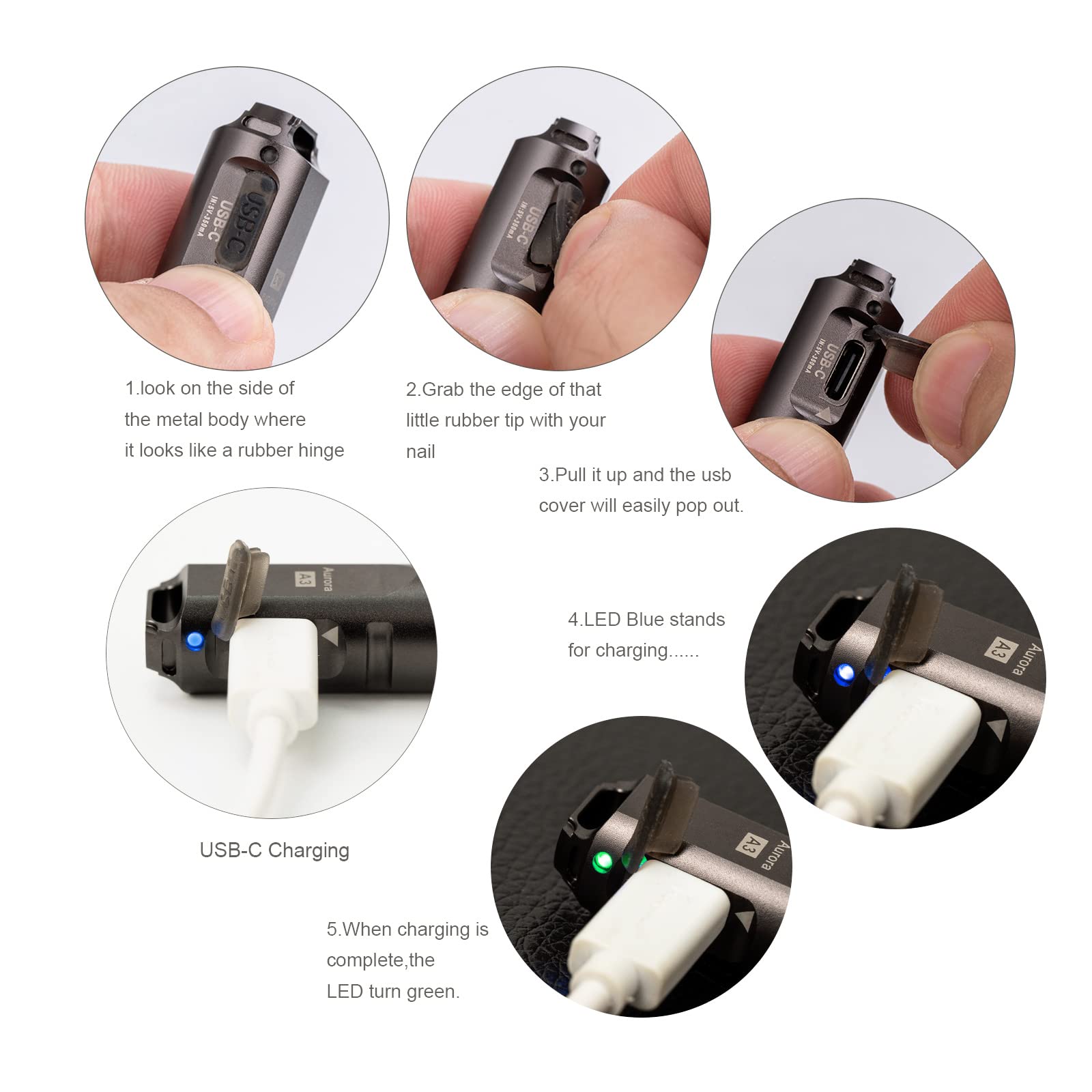 RovyVon A3 Gen 4 magnetic tailcap stuck to metal surface for hands-free use