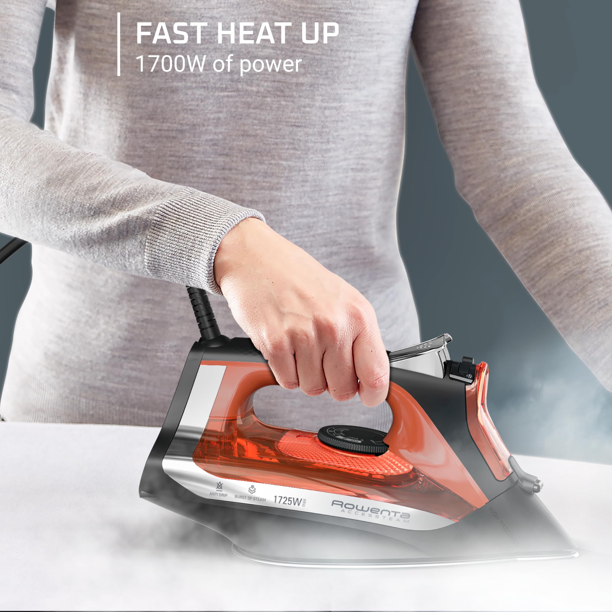 Rowenta large water tank refill demonstrating convenient fill for extended ironing