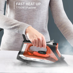 Rowenta large water tank refill demonstrating convenient fill for extended ironing