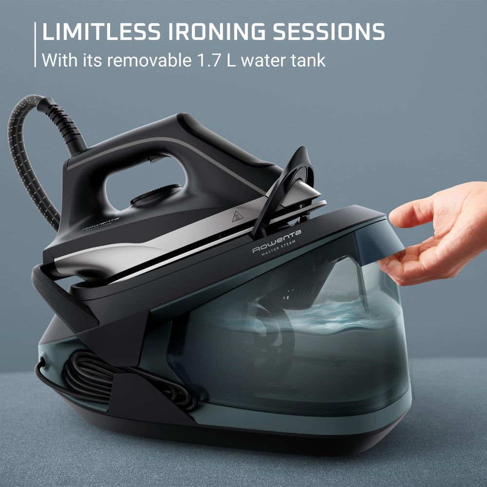 Rowenta iron station in laundry room illustrating efficient home garment care