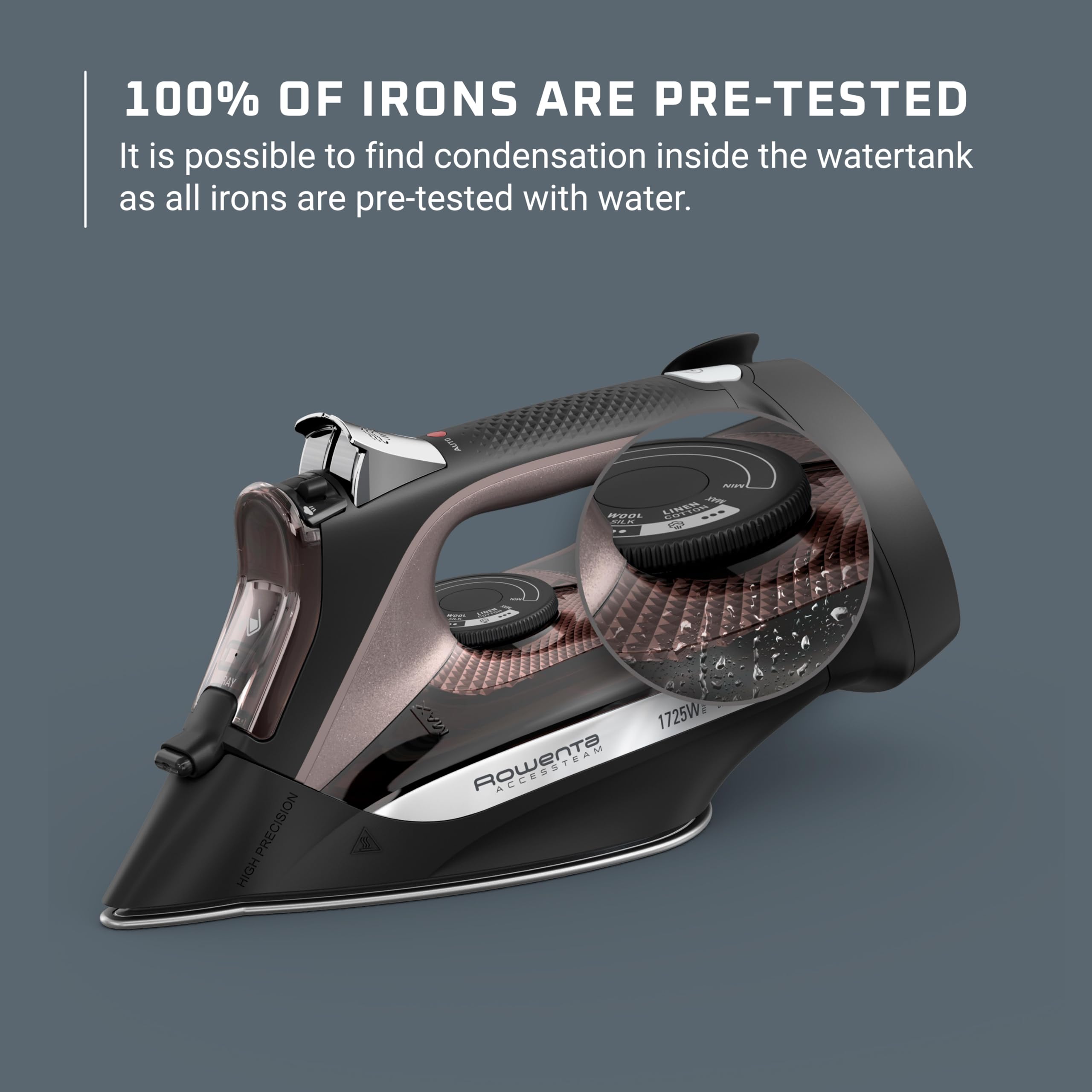Rowenta producing steam on shirt showing faster wrinkle removal