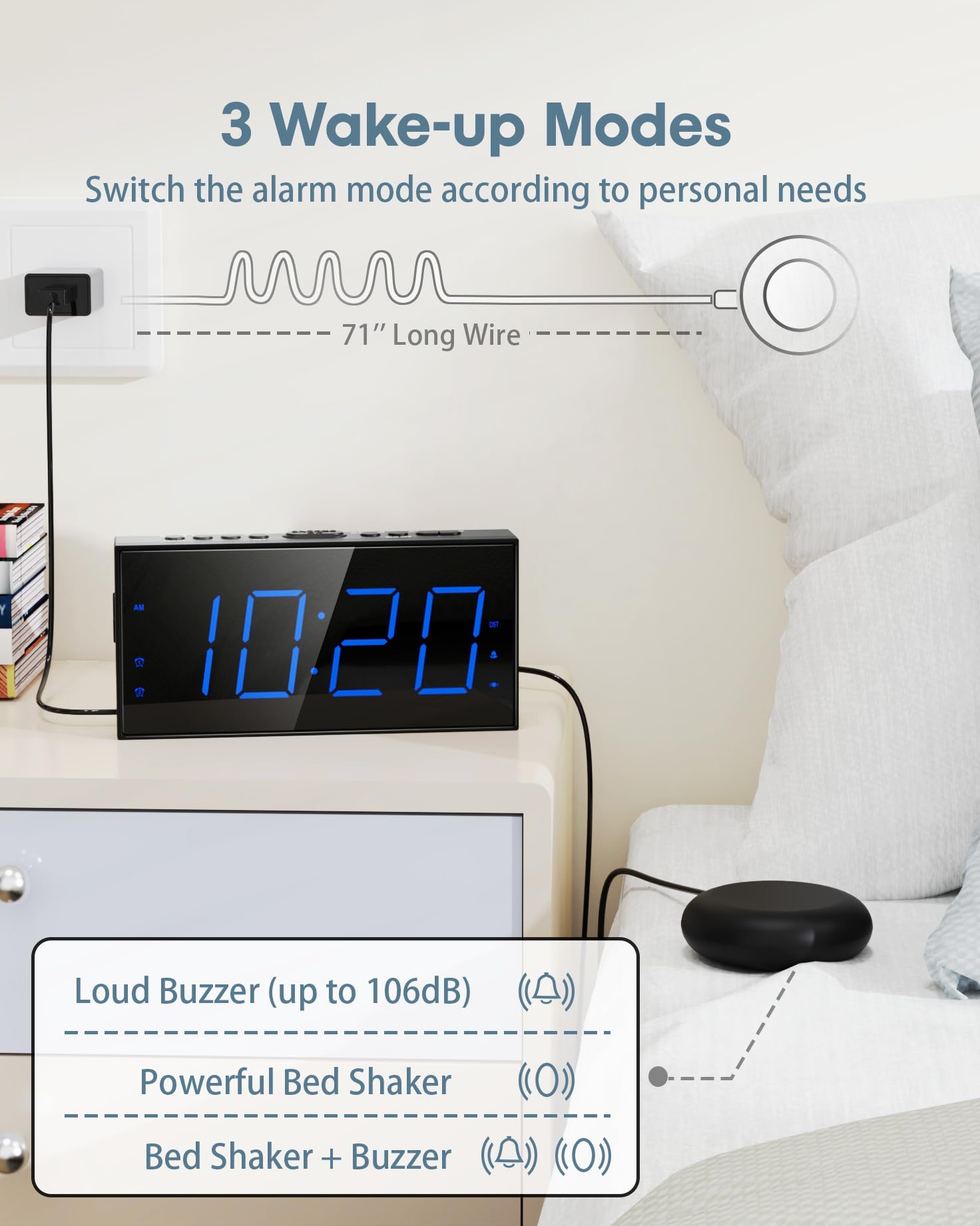 Roxicosly bed shaker close-up illustrating vibration pad for dependable wake support