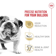 ROYAL CANIN bag label showing 30 lb weight and clear feeding info benefit