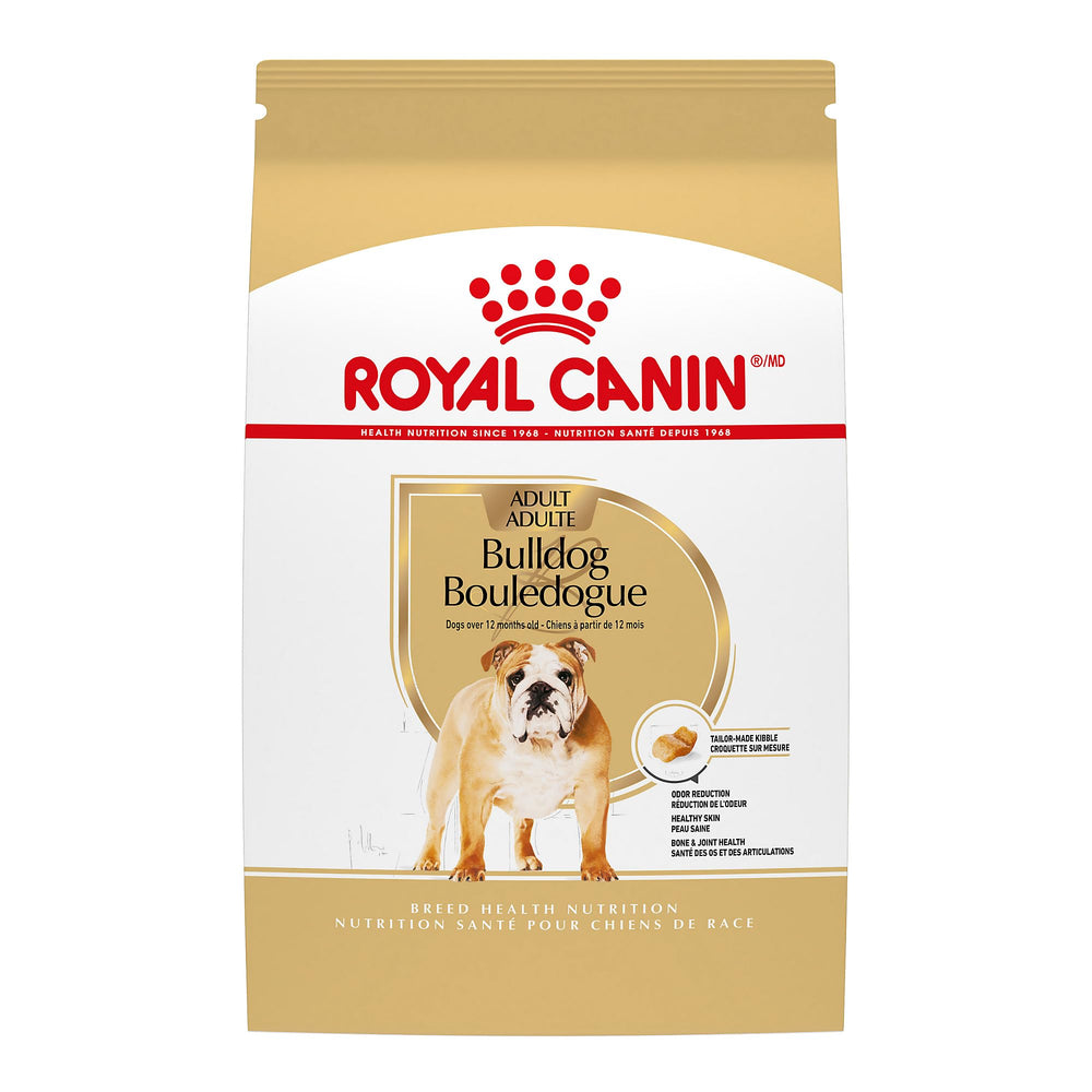 ROYAL CANIN front packaging showing Bulldog formula and 30 lb benefit