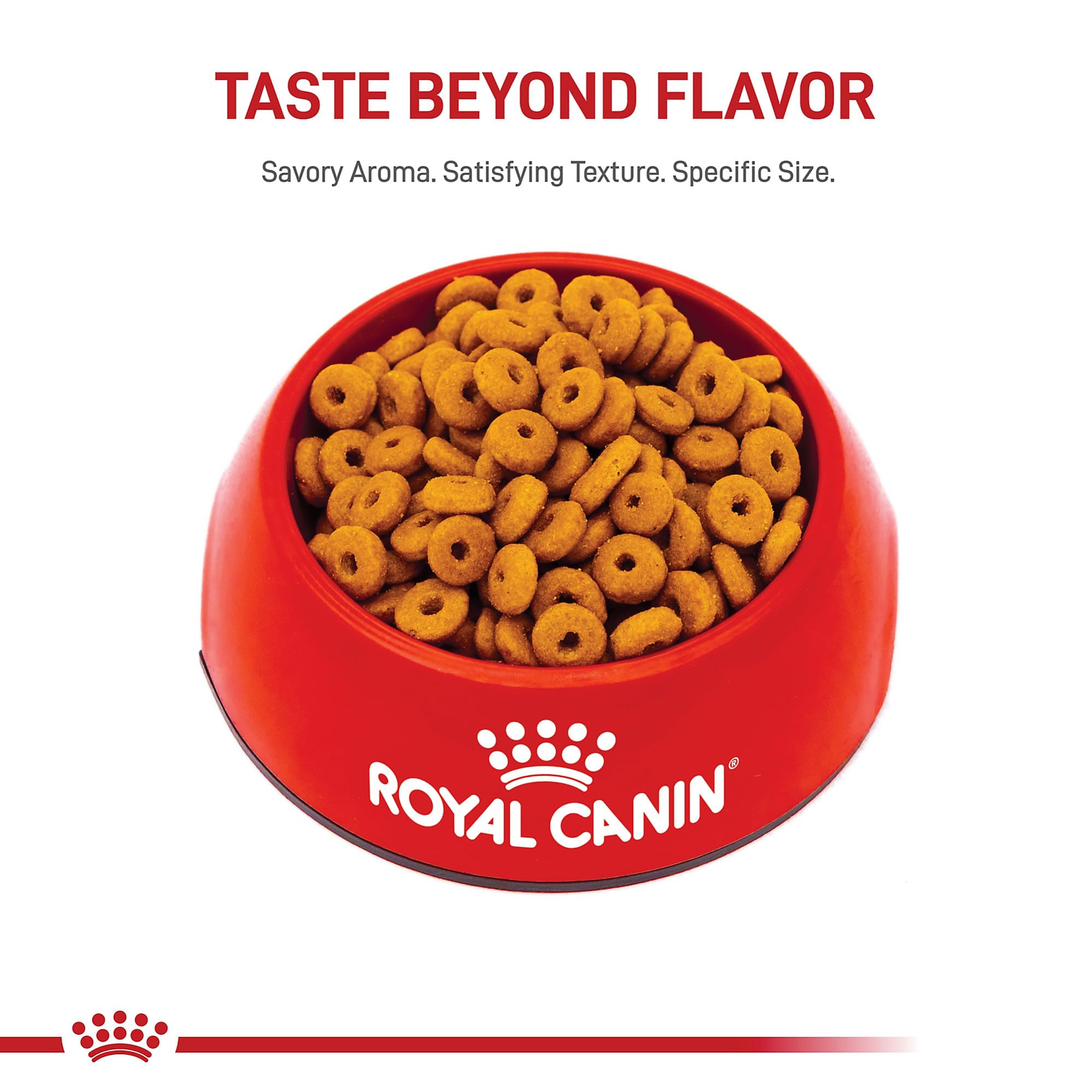 Royal Canin ring-shaped kibble detail encouraging slower eating